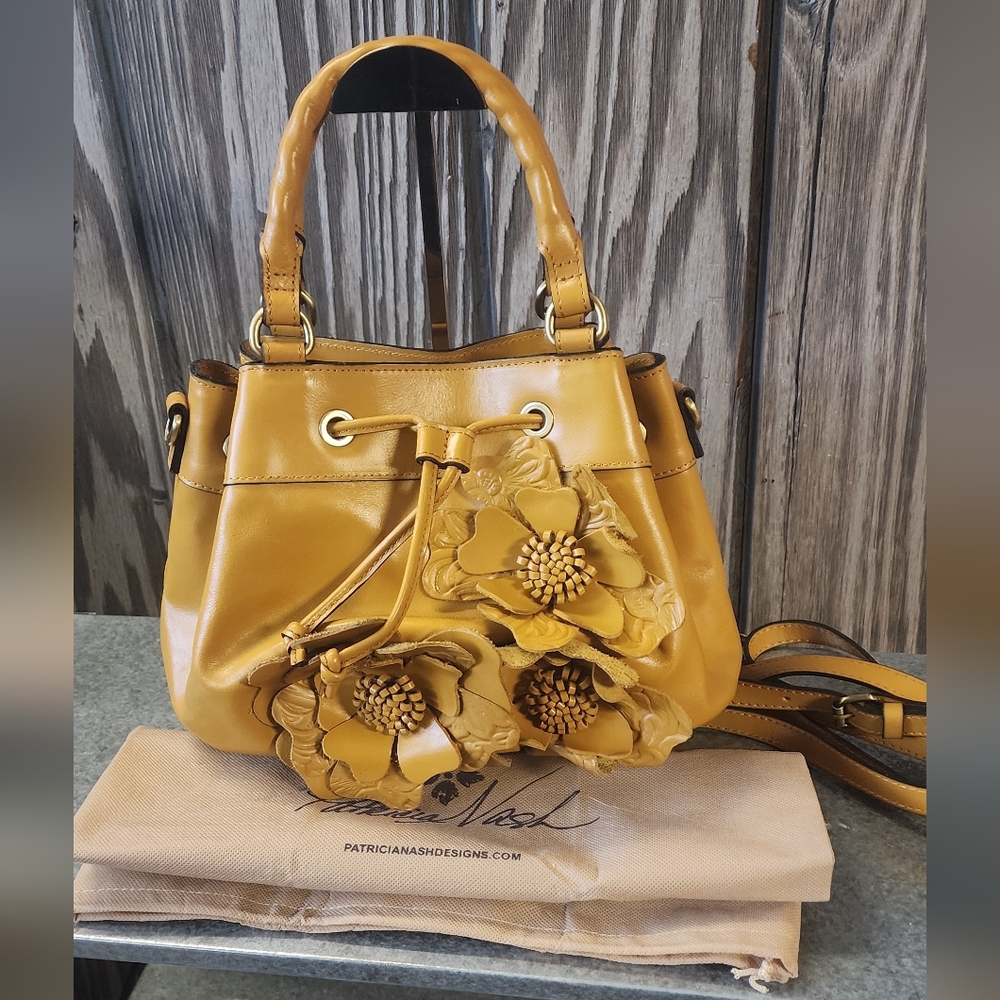 Patricia Nash Oriana Leather Floral Drawstring Bag